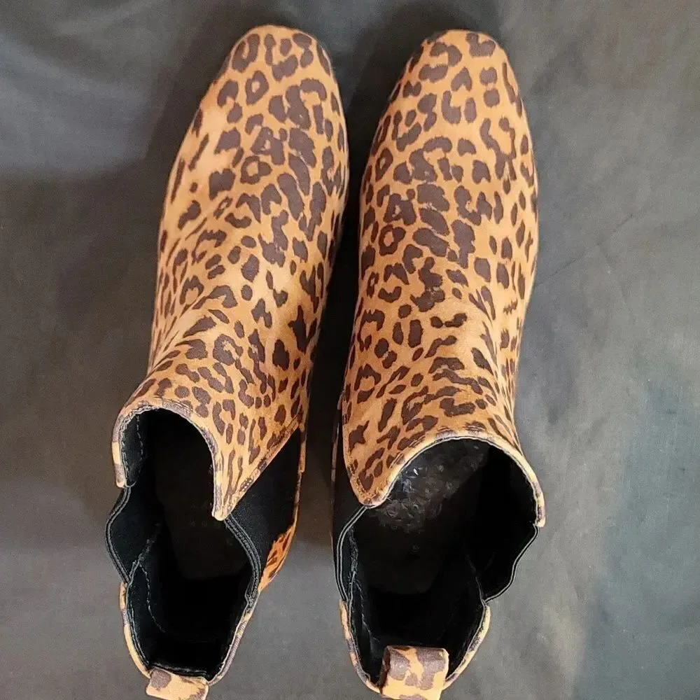 BRAND NEW NEW DAY FAUX SUEDE LEOPARD PRINT ANKLE BOOTS